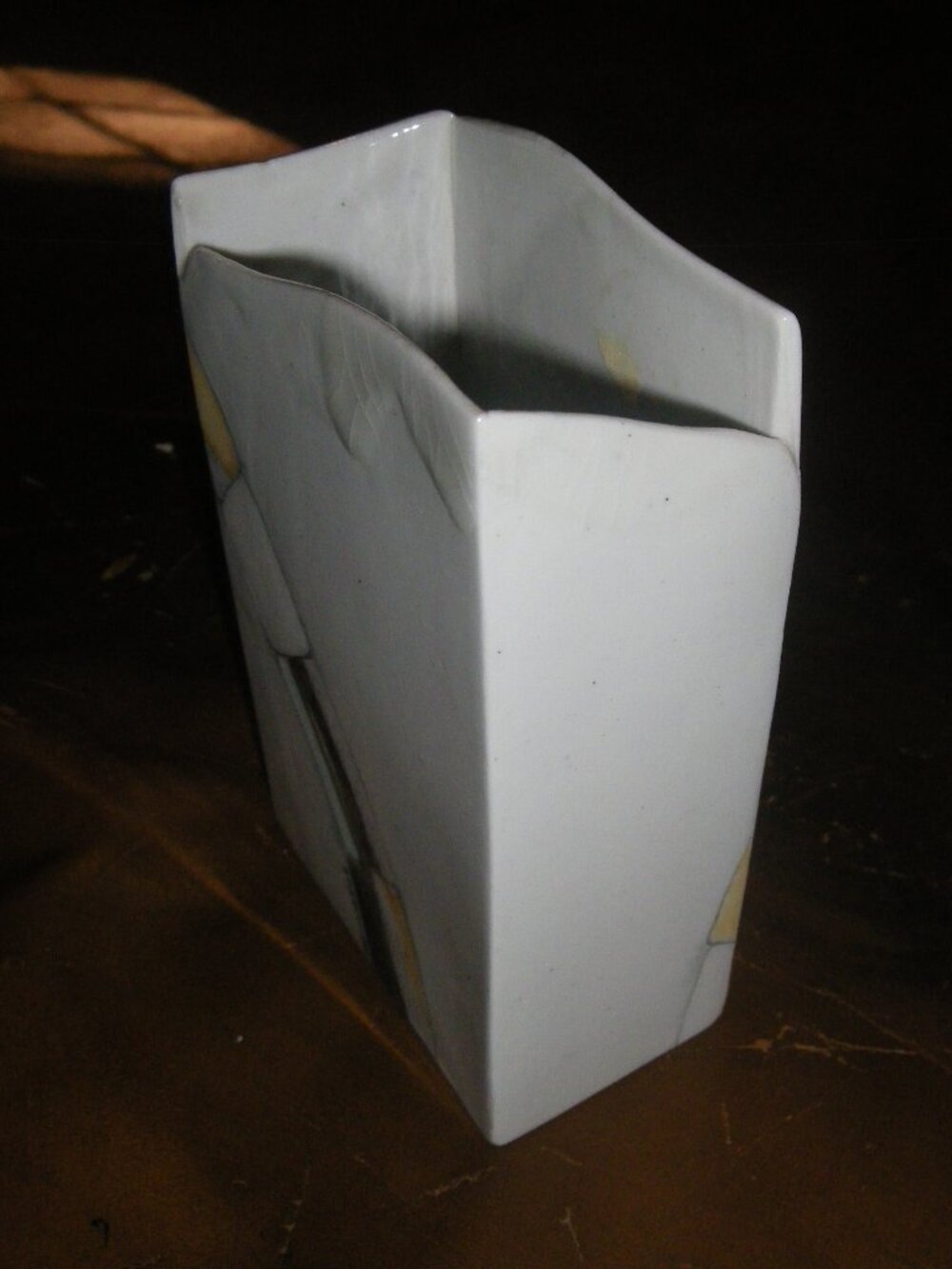 Vintage Small Ceramic Abstract Rectangular Vase - Picture 3 of 3